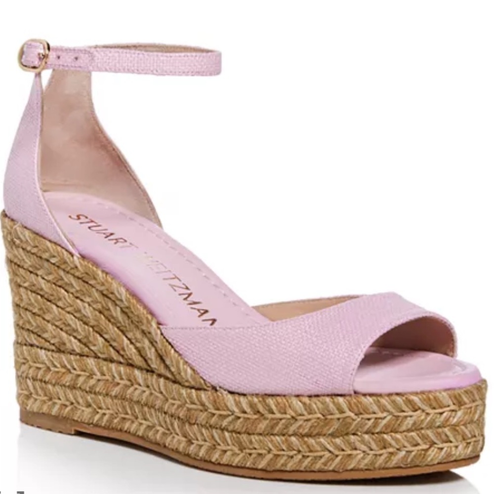 Stuart Weitzman Tia Espadrille Wedge Sandal in Pink size 8.5 new
